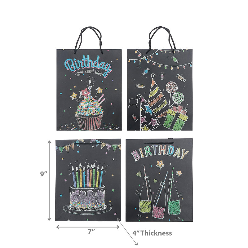 Ensemble de 12 sacs-cadeaux Glitter Happy Birthday