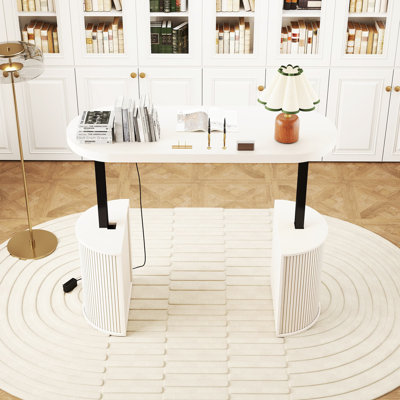 Electric Standing Desk With Storage, Home Office Height Adjustable Standing Desk With Cabinet