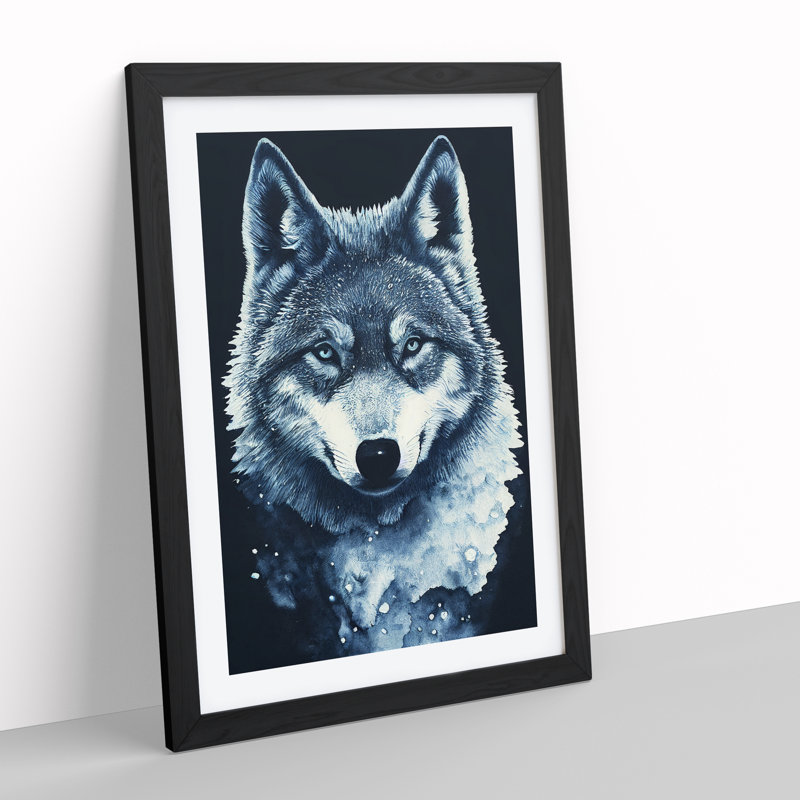 XV1022-5237X Winter Wolf Art No.1 - Single Picture Frame Painting, Black, 34cm H x 25cm W x 2cm D