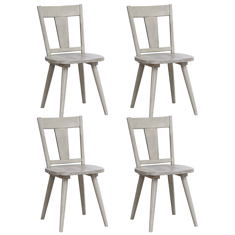 17" Wide Modern Country Farmhouse Wood Dining Room Chairs, 4, Light Gray