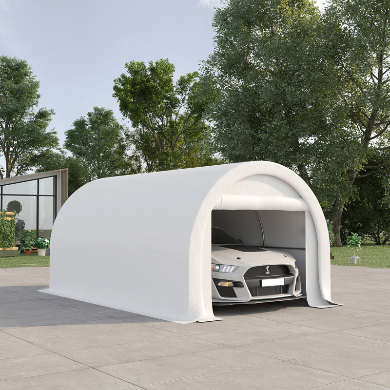 Outsunny 10' X 16' Carport, Stainless Steel, White
