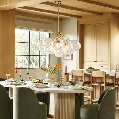 3 - Light Dimmable Glass Bubble Chandeliers