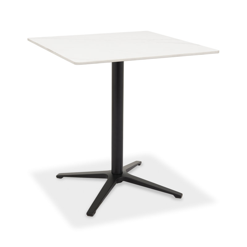 Aneli Ceramic Dining Table With Black Sand Powder Coated Base, White