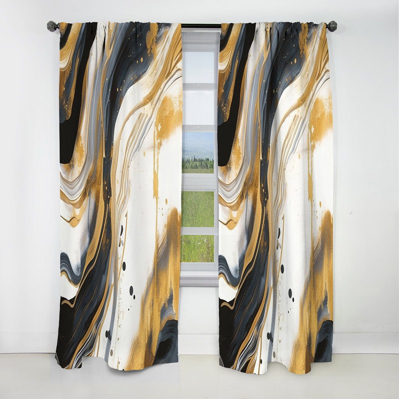 Brynlee - Abstract Marble Curtain - Blackout Marble Curtain - 1 Panels, 52" W x 95" L