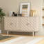 Modern 4-Door Sideboard With Convex Pattern Doors And 2 Silver Handle For Living Room, Dining Room, Kitchen-404672852