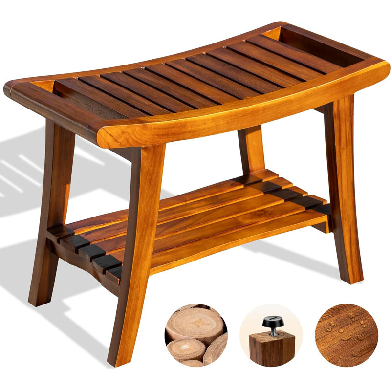 Orvile 24.75'' W Teak Shower Bench