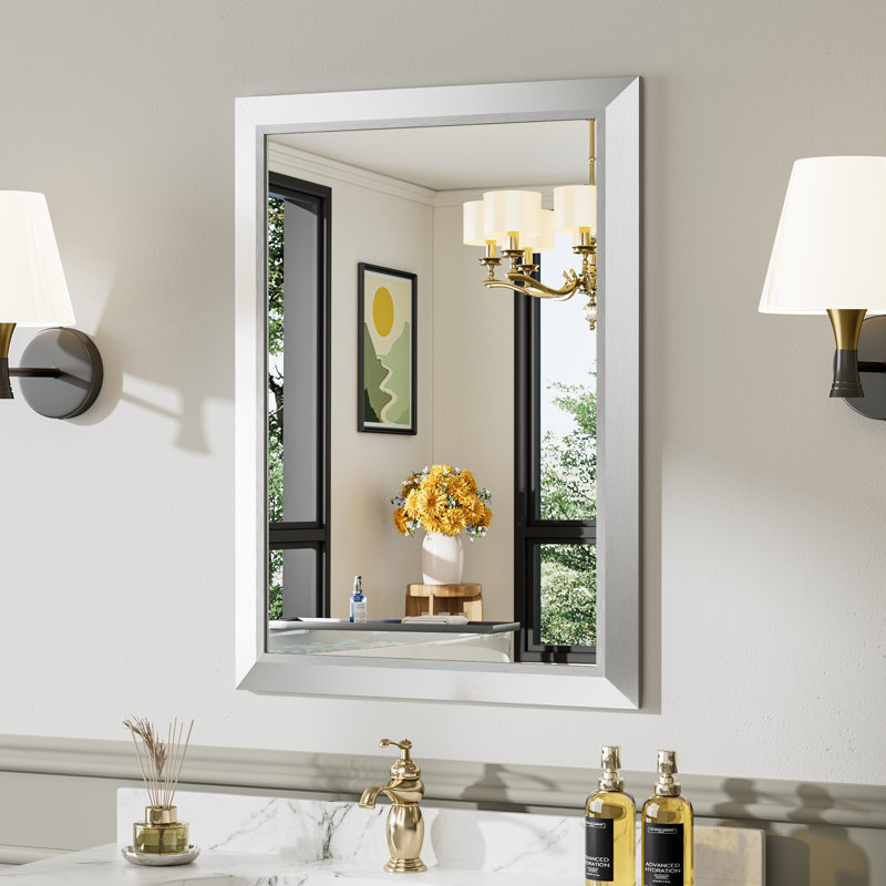 Miroirs de salle de bain modernes et contemporains en métal biseauté rectangulaire / carré avec verre trempé HD