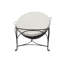 Table basse tambour Madonna - Bois de noyer foncé, plateau en cuir beige et base en métal noir 
