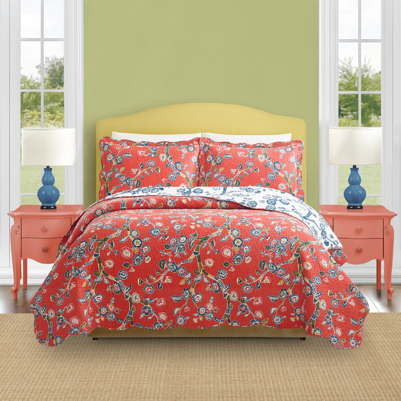 Ensemble de courtepointe en coton Jaipur Dreams, Courtepointe KING + 2 très grandes taies décorat