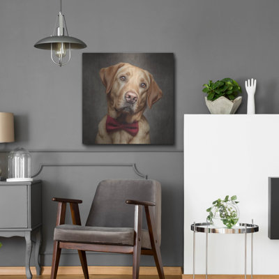  'Labrador Retriever In Bowtie' by Rich Monet Metal Wall Art, 24" x 24"