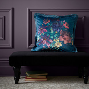 Floral Teal/Pink/Purple Square Cushion