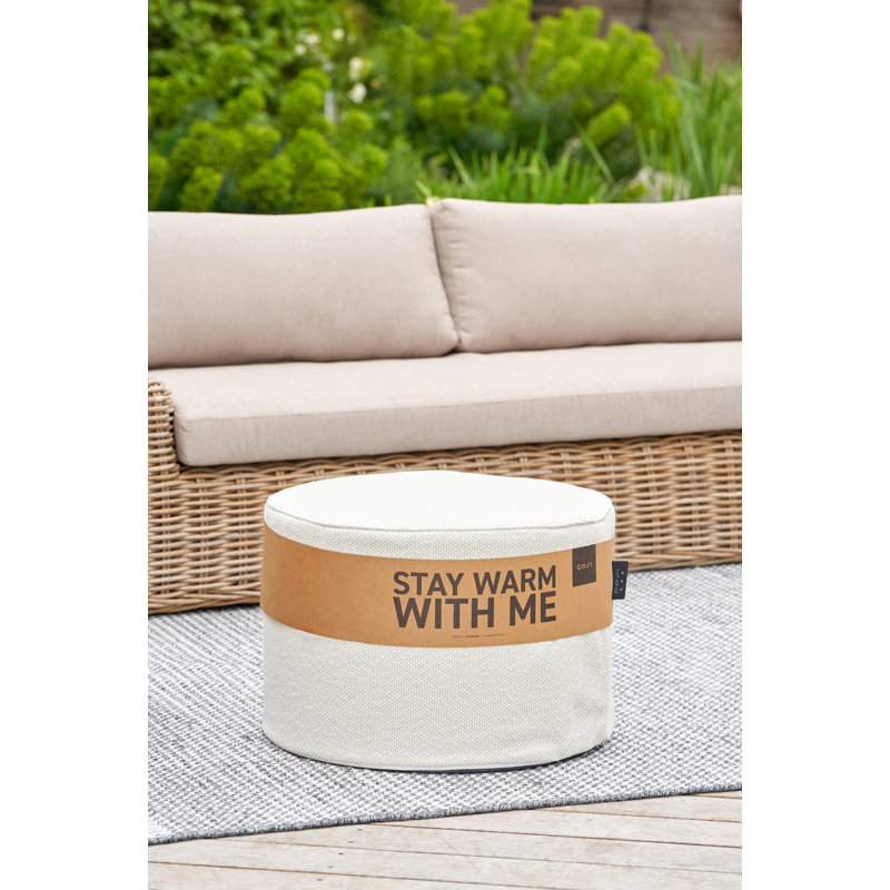 Cosipouf 60cm Wide Round Chevron Pouf Ottoman, Cream