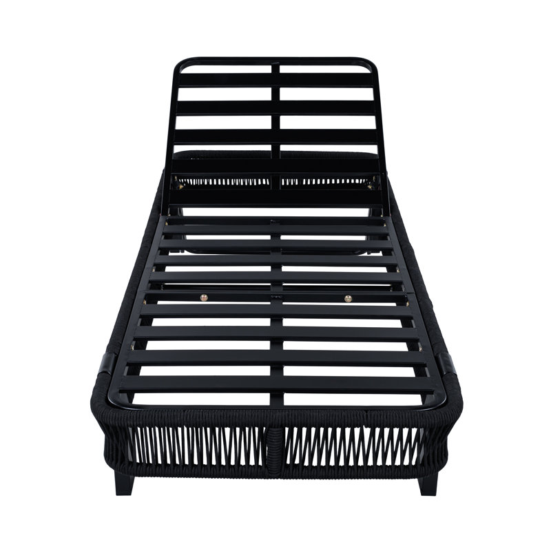 Chaise longue d'extérieur Bodhi Modern Coastal, Corde noire / cadre noir