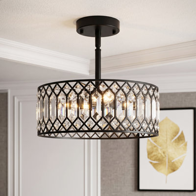 Plafonnier semi-encastré en cristal 3 lumières