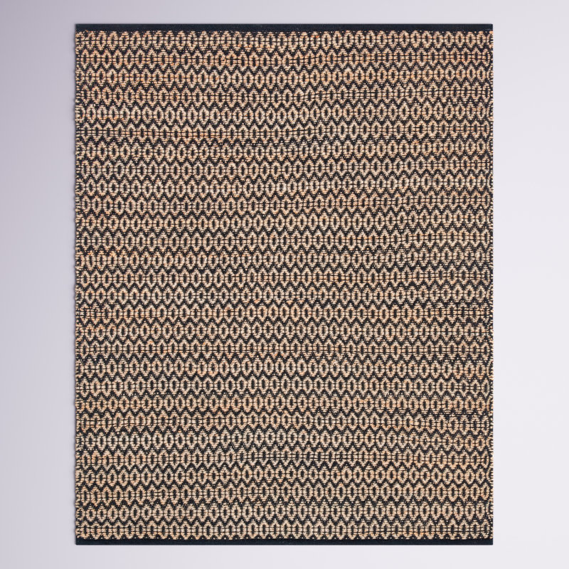 Tapis tissé à la main à motif géométrique Alexandrina en brun / noir, Rectangle 3 pi x 5 pi