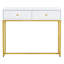 Console moderne avec deux tiroirs de rangement et un design à rayures, table de canapé d'entrée élégante pour le salon et le couloir, blanc