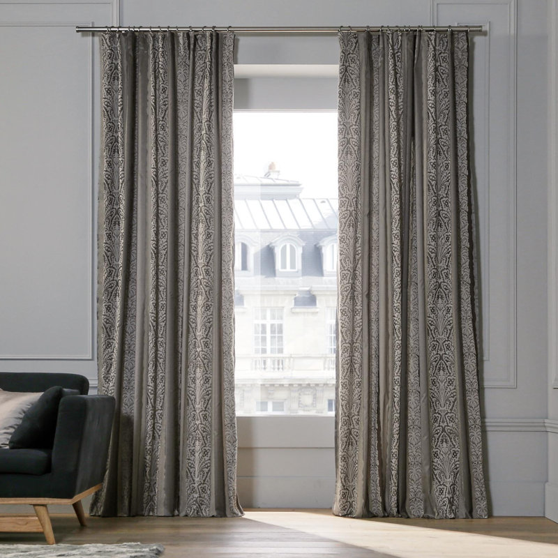 Chenonceau Room Darkening Single Curtain Single Panel, Grey
