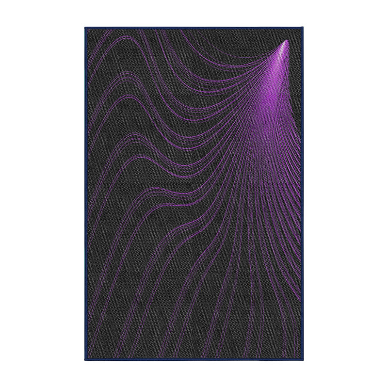 Laine tissée à la machine abstraite et polyester mauve/noir Tapis décoratif, Rectangle 5 pi x 7 pi