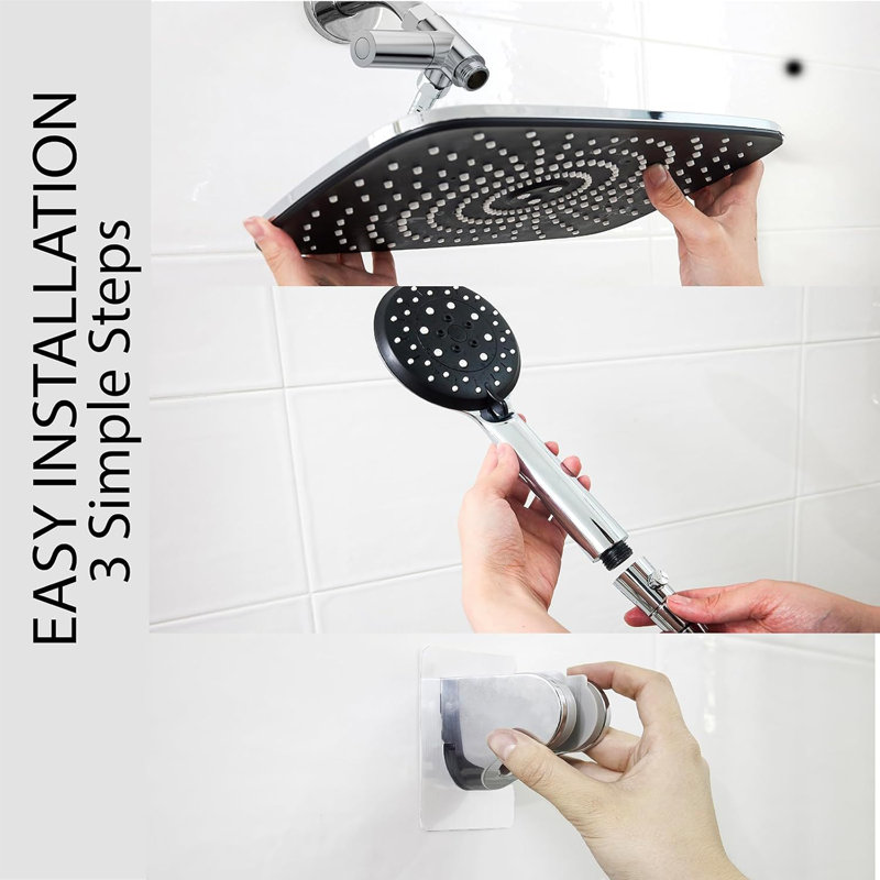 11.8-Inch High-Pressure Rain Shower Head Combo: Dual Handheld & Overhead Modes, 5 Settings, 70-Inch Hose