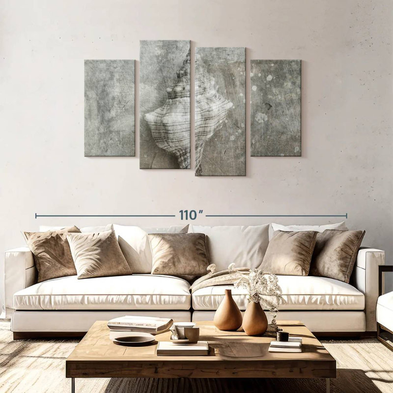 Conch Gray Seashell, 48" H x 75" W