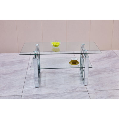 W 39.4" X D 19.7 " X H 17.7" Transparent Tempered Glass Coffee Table, Coffee Table