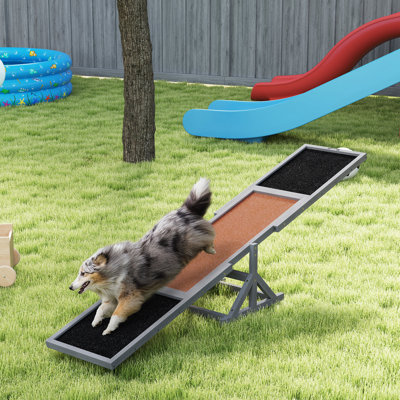 PawHut Wooden Dog Agility Seesaw for Training and Exercise Platform Equipment 71" L x 12" W x 12" H