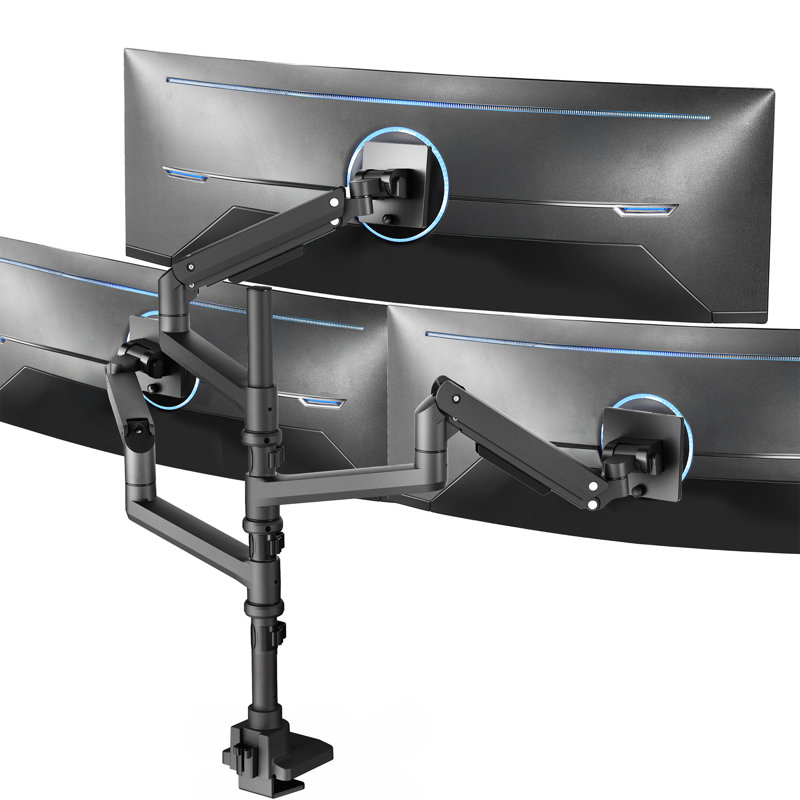 Vivo Pneumatic Triple Ultrawide Computer Monitor Desk Mount For Screens Up To 49"
