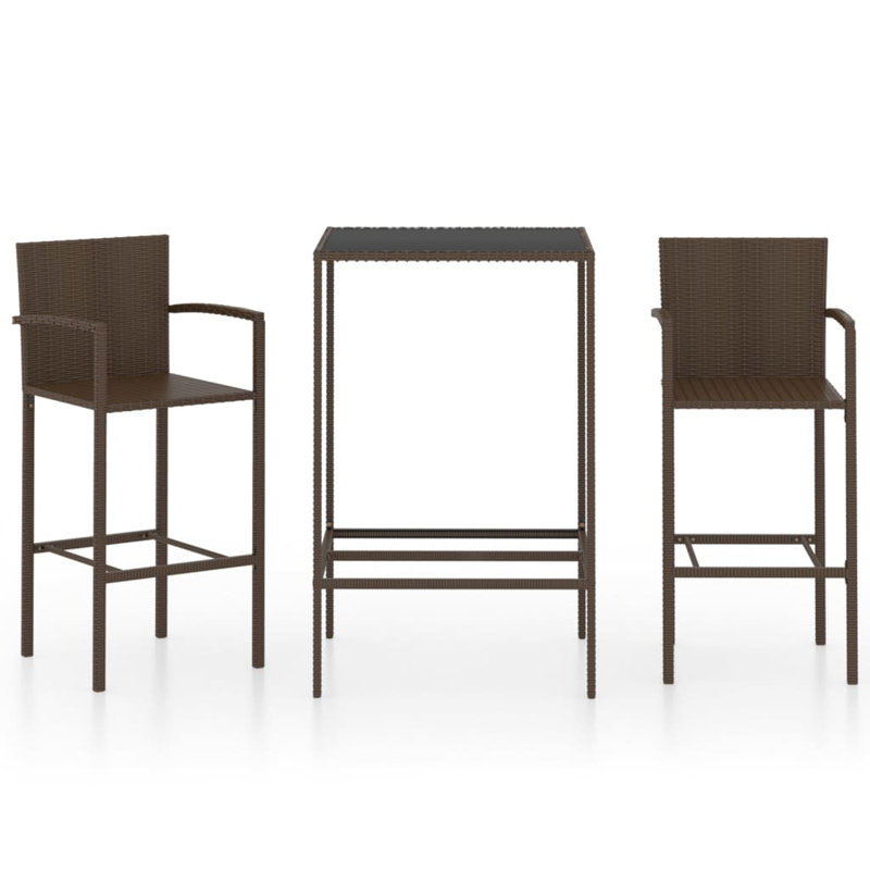 Erda Rectangular 2 - Person Bar Height Dining Set, Brown