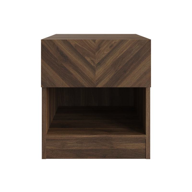 Motonori Block End Table, Dark Brown Wood