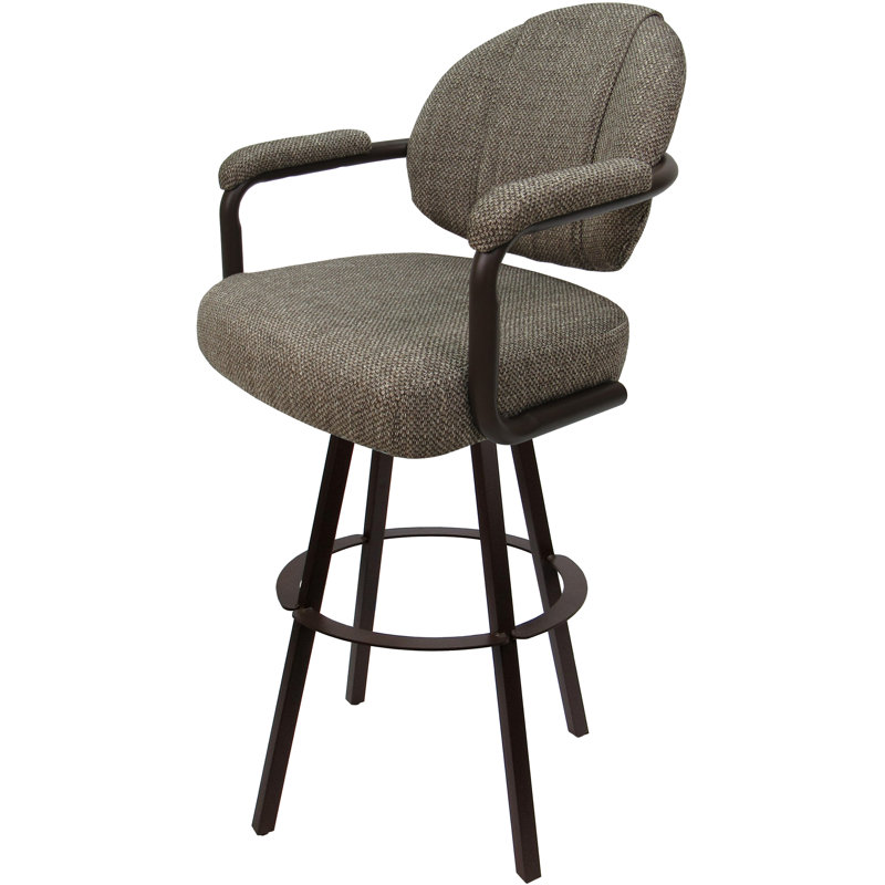 Tabouret de comptoir pivotant 30 po Mahlum, Mélange de polyester cacao / cadre brun