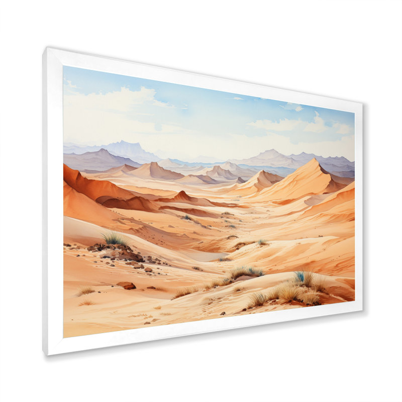 Desert Dunes I - reproduction sur toile, H 12 po x l 20 po x P 1 po, Cadre simple blanc