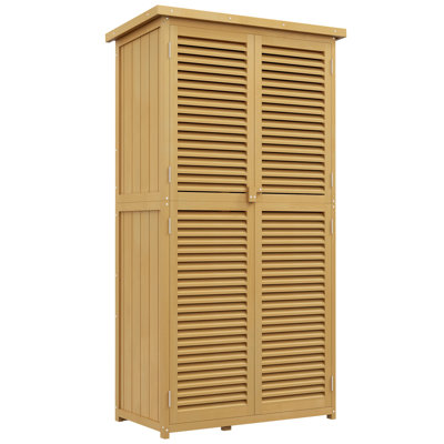 Armoire de rangement extérieure en bois 5 pi x 3 pi, abris de jardin et rangement extérieur avec toit en asphalte et 2 grandes portes en bois avec serrure Outsunny, jaune
