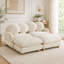 Canapé d'angle modulaire avec revêtement en chenille et pouf amovible-602062441
