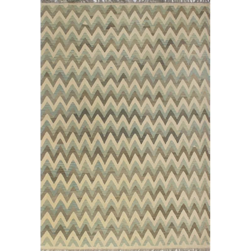 Tapis décoratif en laine noué à la main de conception unique 8 pi 4 po x 11 pi 5 po Reta