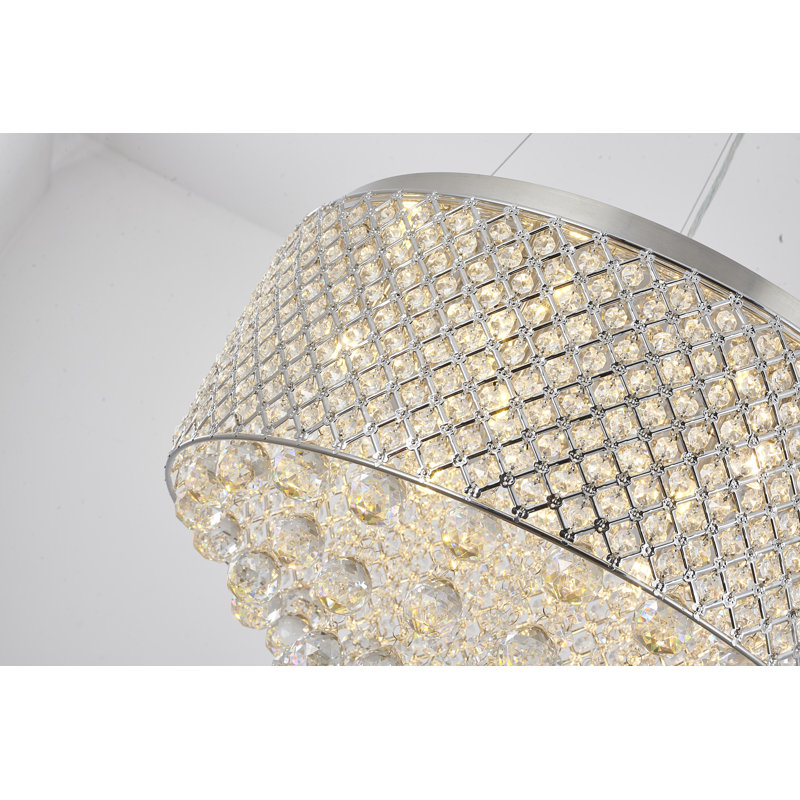 Darwin 9-Light Chrome Shade Chandelier with Crystal Accents