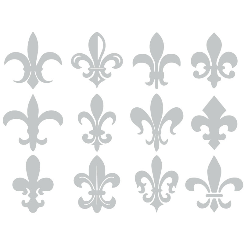 Décalcomanie murale motif fleur du lis, Gris clair, H 40 po x l 53 po x P 0,01 po