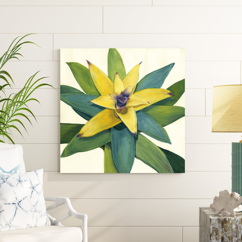 «Tropical Bloom I», peinture sur toile, H 36 po x l 36 po