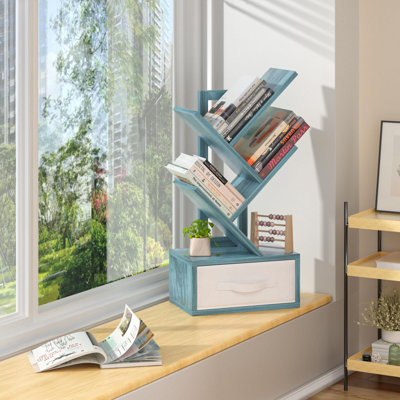 Bibliothèque Tree avec tiroir, petite bibliothèque à 4 niveaux