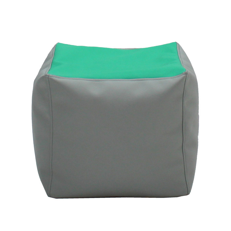 Repose-pieds carré en similicuir de 14 po de largeur SoftScape, Similicuir vert / bleu marine