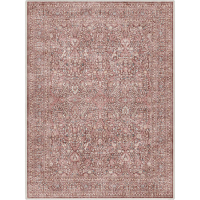 Ervin Isolde Vintage Oriental Botanical Red Area Rug