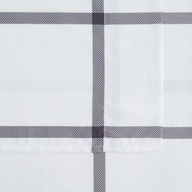 Ensemble de draps en microfibre écossais, Complète, Blanc / gris anthracite