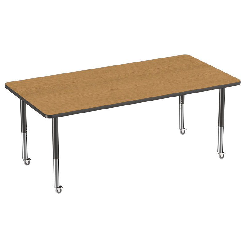 Table d'activité rectangulaire à hauteur réglable en forme de T, Gris/bleu marine, Super, 36 po x 72 po