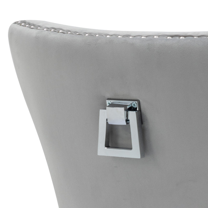Fauteuil à oreilles Haikey, Gris clair, Argent