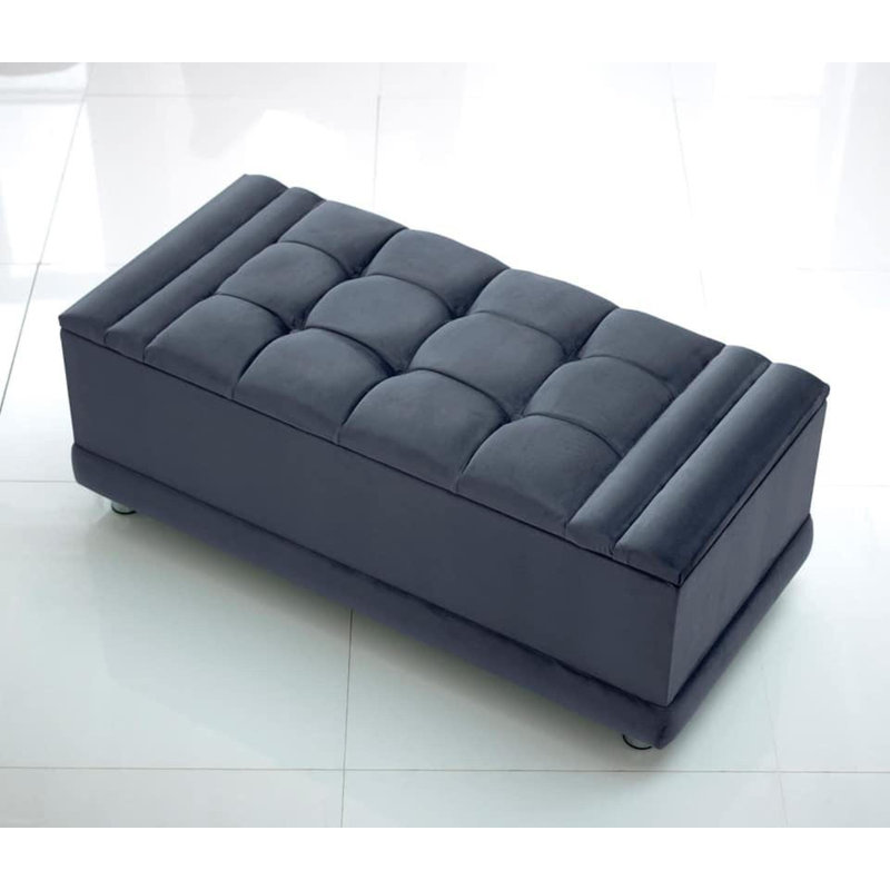 Gillett Tufted Rectangle Ottoman with Storage, Steel, 51cm H x 101cm W x 46cm D