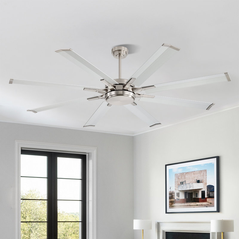 Ventilateur de plafond intérieur sans lumière, moteur réversible, Argent argent, 72", Nickel