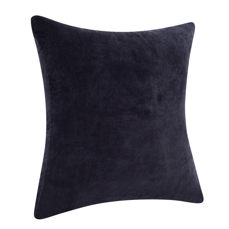 20" Black Cotton Velvet Square Throw Pillow