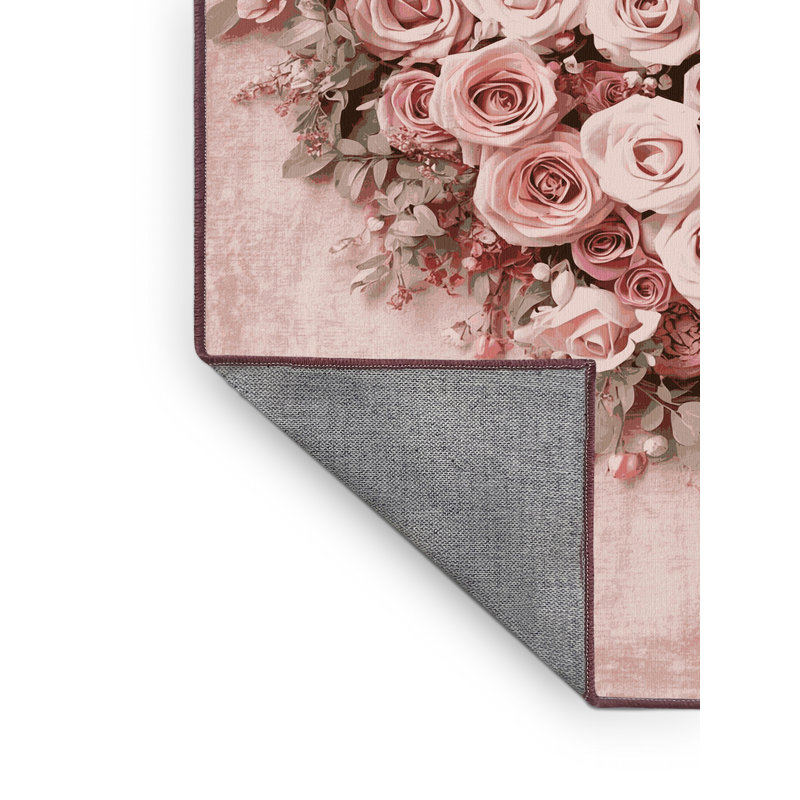 Machine Washable Dreshertown Valentines Modern & Contemporary Abstract Rug in Pink – Rose Binding, 3x5