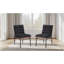Ensemble de 2 chaises de salle à manger en tissu noir avec pieds en fer noir