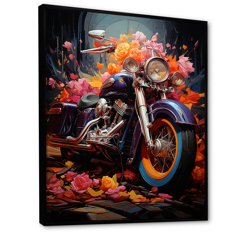 Pop Art, Moto I - Art mural sur toile, Cadre flottant noir, H 40 po x l 30 po x P 1,5 po