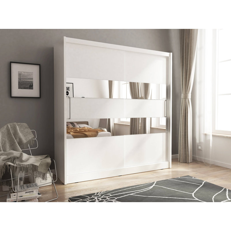 Damiean 2 Door Solid + Manufactured Wood Wardrobe, White
